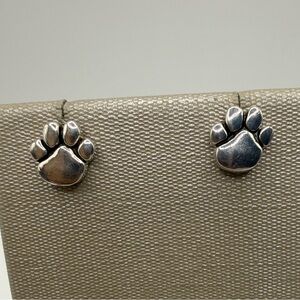 Sterling Silver Dog Paw Stud Earrings Thailand